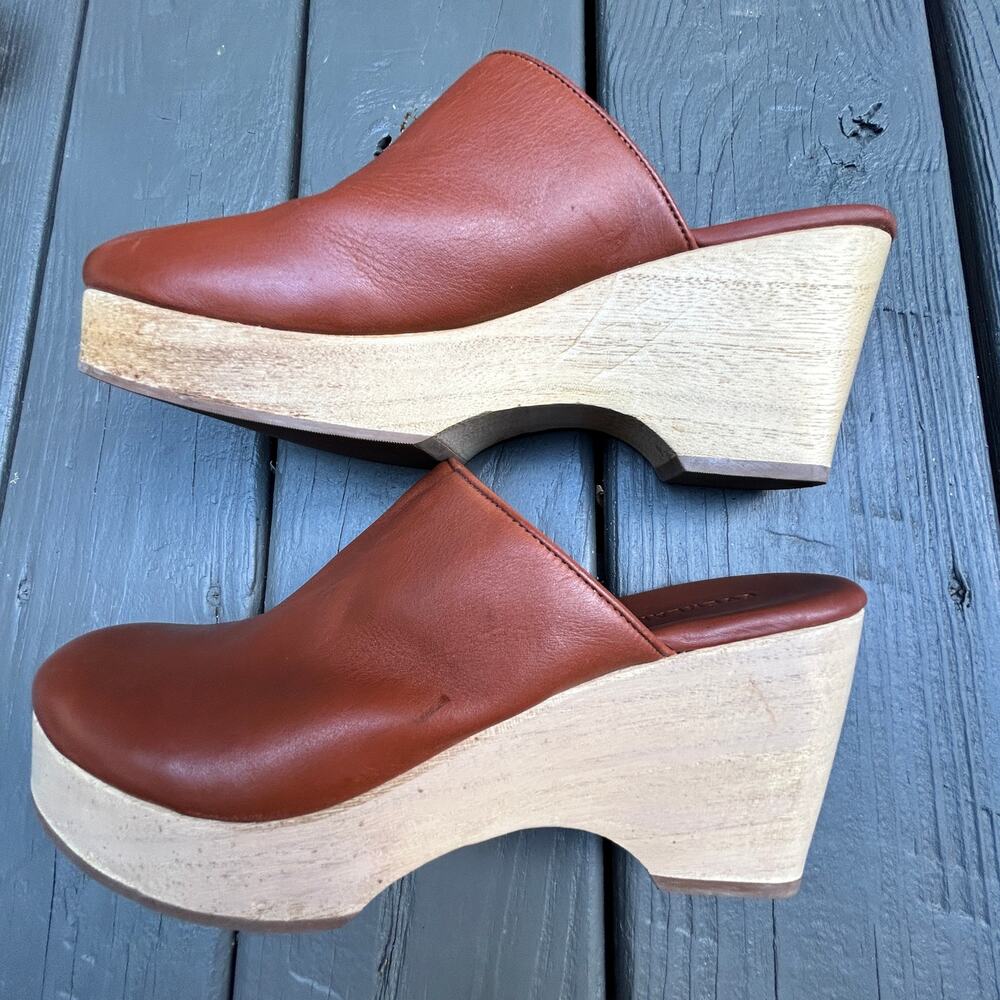 Everlane The Clog Cognac Brown Wood Heel Leather Size 11 - Picture 12 of 12